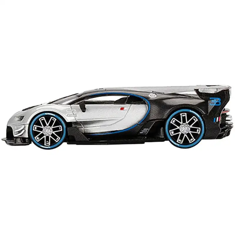 Bugatti Vision Gran Turismo Silver Metallic and Carbon Limited Edition to 9600 pieces Worldwide 1/64 Diecast Model Car by Mini GT
