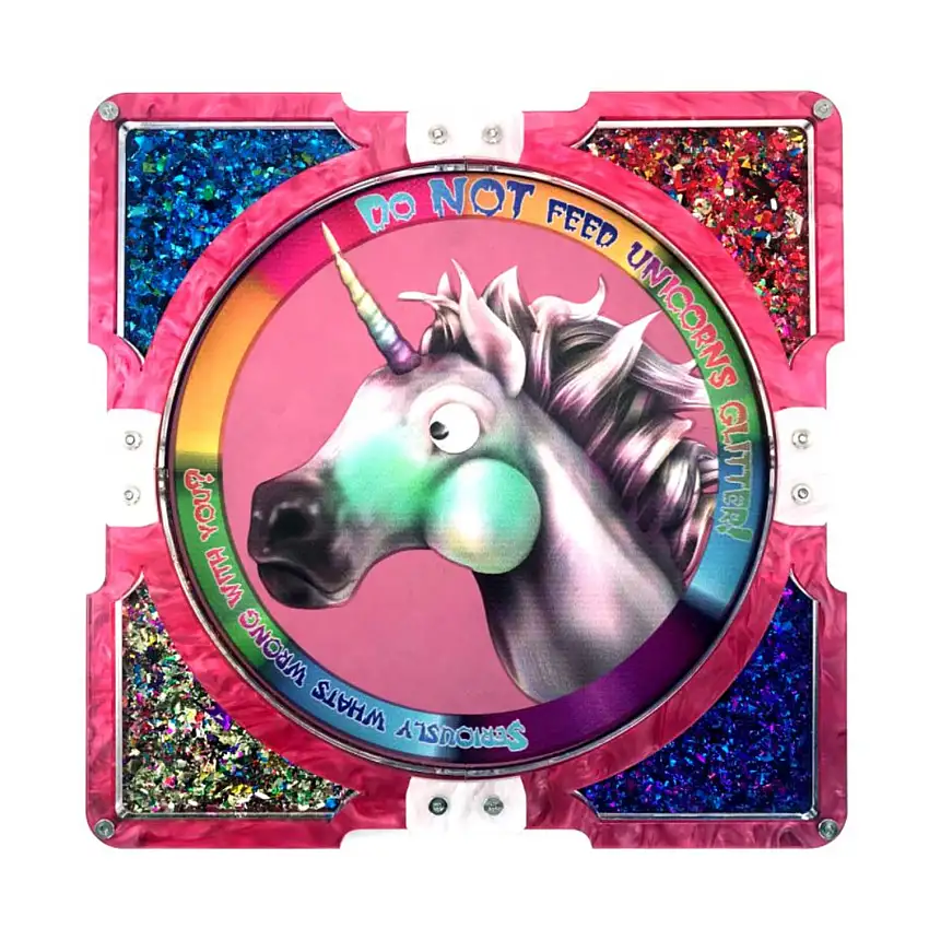 10" x 10" Dice Tray - Unicorn Glitter w/Vegan Leather