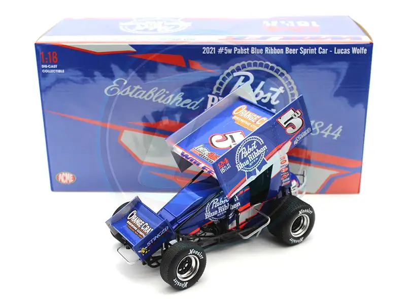 Acme A1809519 1/18 Scale 2021 #5W Pabst Blue Ribbon Sprint Car
