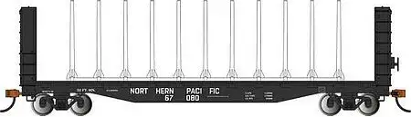 Bachmann 12904 HO Scale 52' Centerbeam Bulkhead Flatcar - Ready to Run -- Northern Pacific 67080 (black)