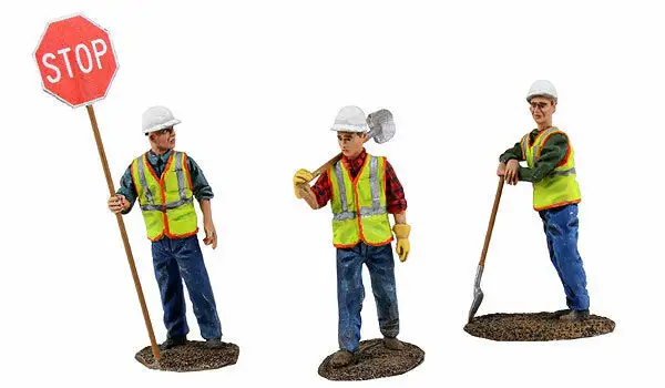 First Gear 90-0480 1/50 Scale Construction Figures 3-Piece Set Worker holding stop sign