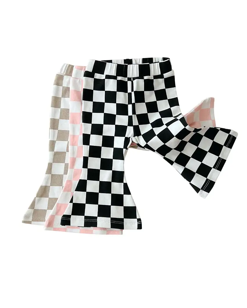 Checkered Flare Pants | Black