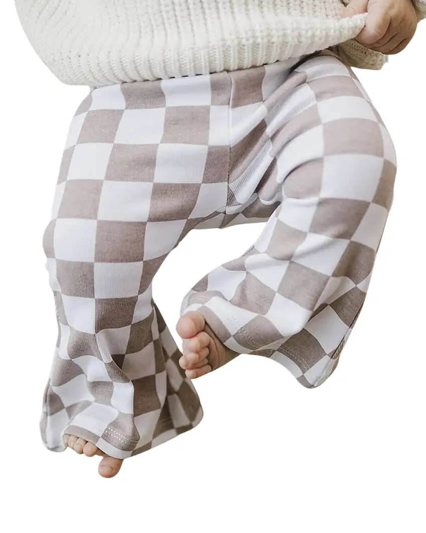 Checkered Flare Pants | Latte