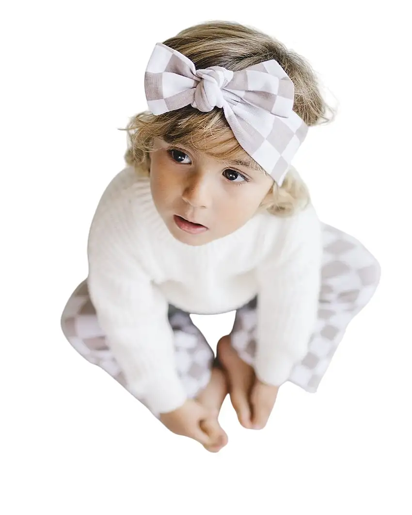 Checkered Headband | Latte