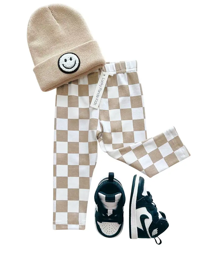 Checkered Leggings | Latte