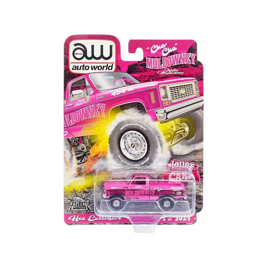 Chevrolet Cheyenne 10 Pickup Truck Pink with Graphics "Cha Cha" Shirley Muldowney "Las Vegas Diecast Super Convention" (2022) Limited Edition to 3024 pieces Worldwide 1/64 Diecast Model Car by Auto World