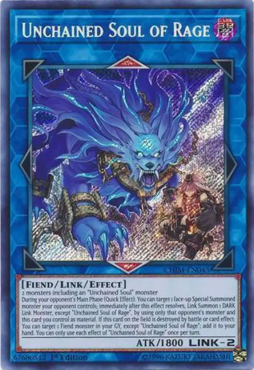 YuGiOh Trading Card Game Chaos Impact Secret Rare Unchained Soul of Rage CHIM-EN043