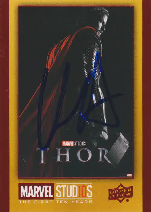 Upper Deck Marvel Studios The First Ten Years Thor Signed by Chris Hemsworth Autograph Card [Includes JSA Authentication Card]