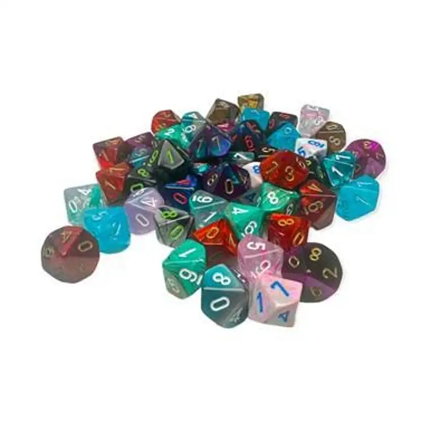 Assorted Mini-Polyhedral d10 Dice (50)