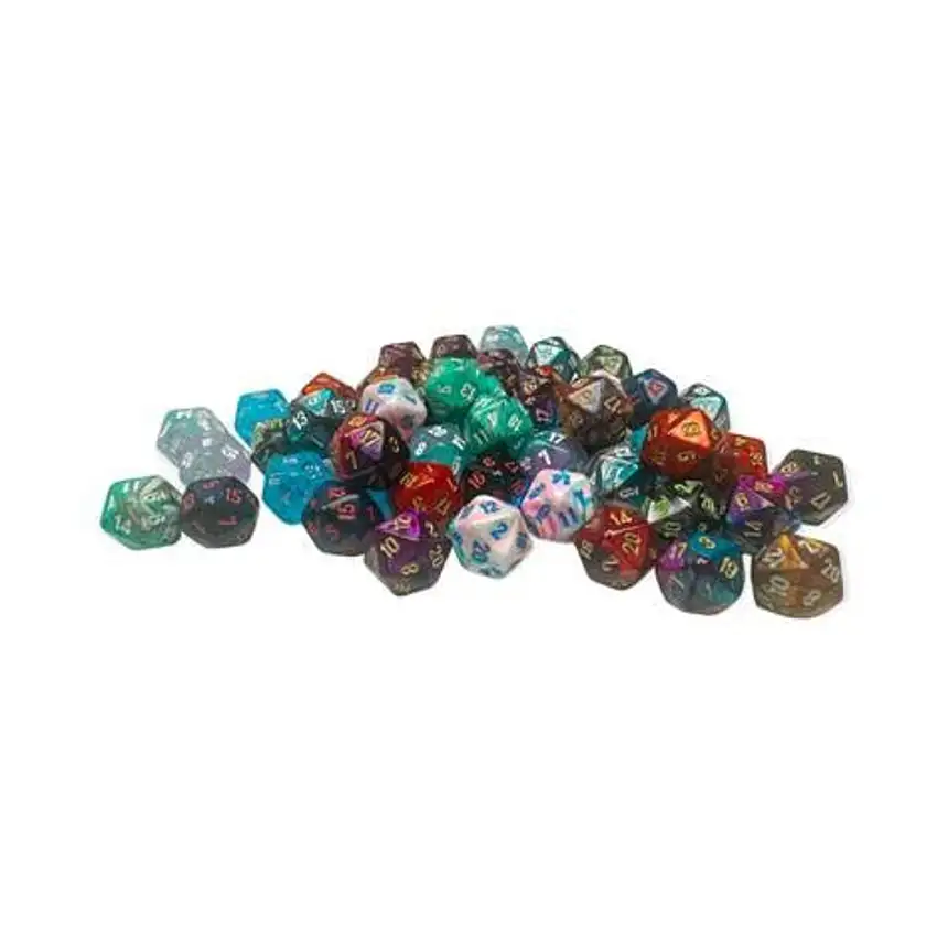 Assorted Mini-Polyhedral d20 Dice (50)