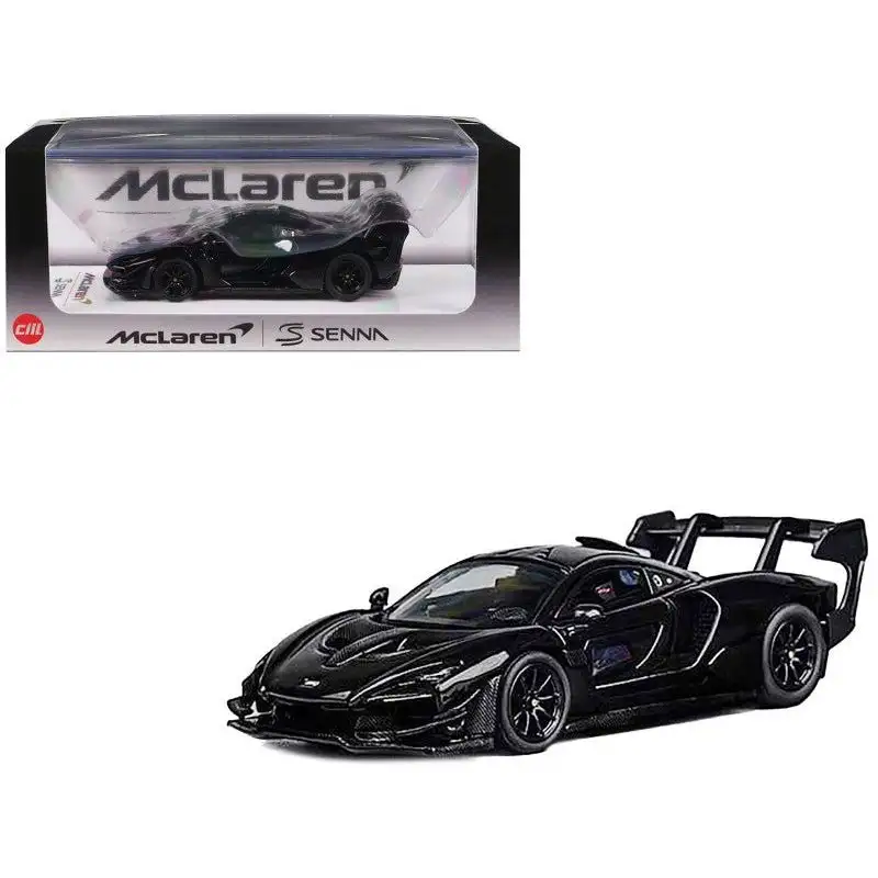 CM Models McLaren Senna GTR Black and Carbon 1/64 Diecast Model Car by CM Models