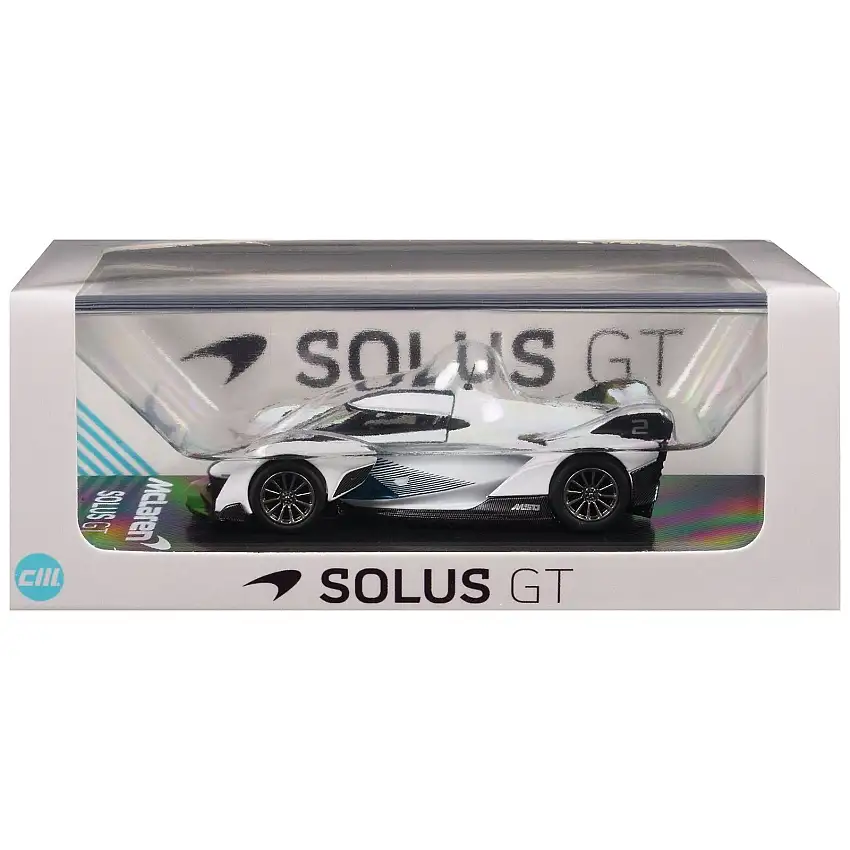CM Models McLaren Solus GT White with Blue Stripes 1/64 Diecast Model Car by CM Models