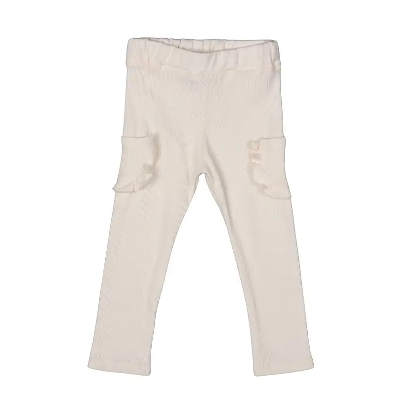 Coleen | Girls Ivory Cotton Ribbed Jersey Leggings