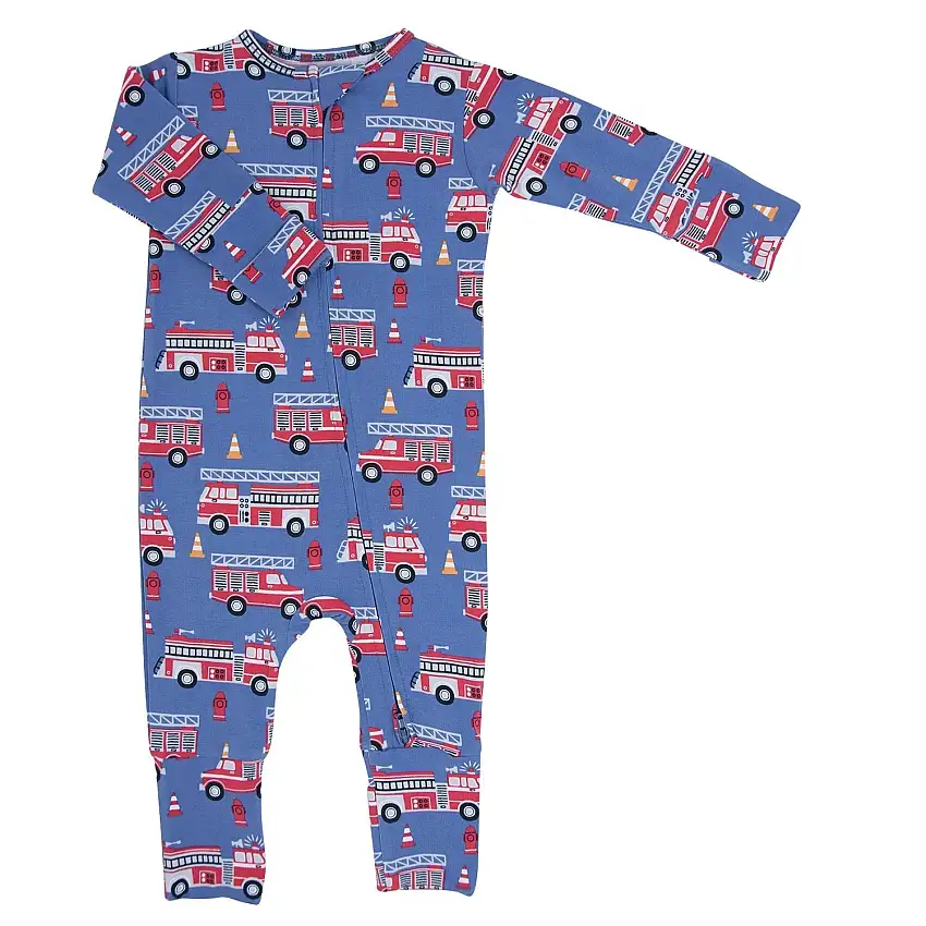 Blue Fire Truck Convertible Romper
