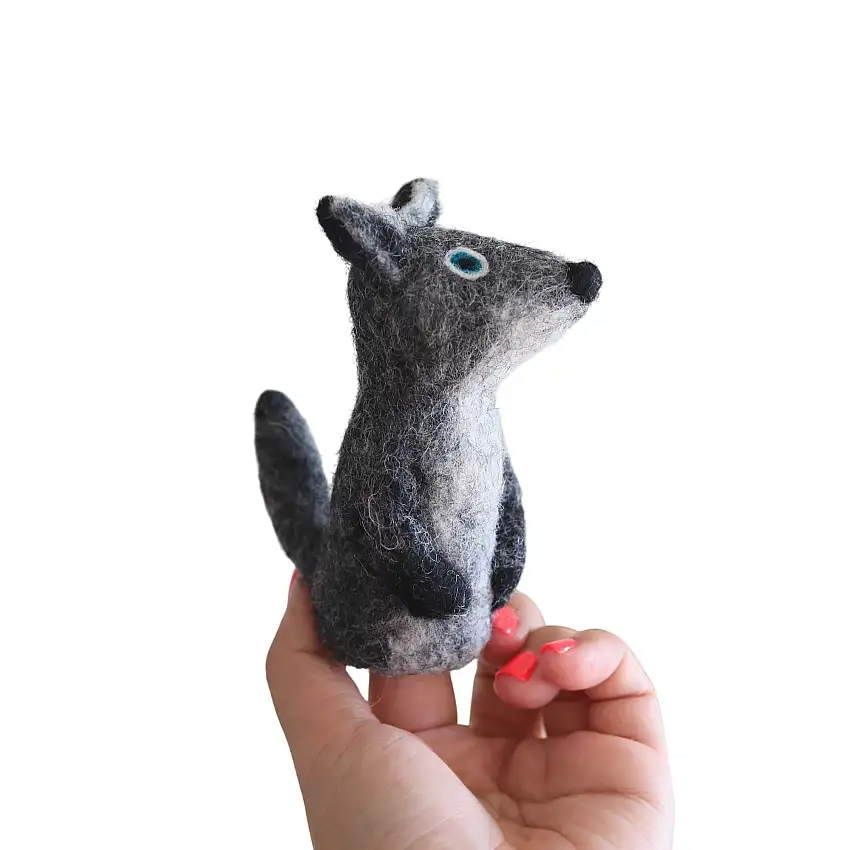 Gray Coyote Finger Puppet