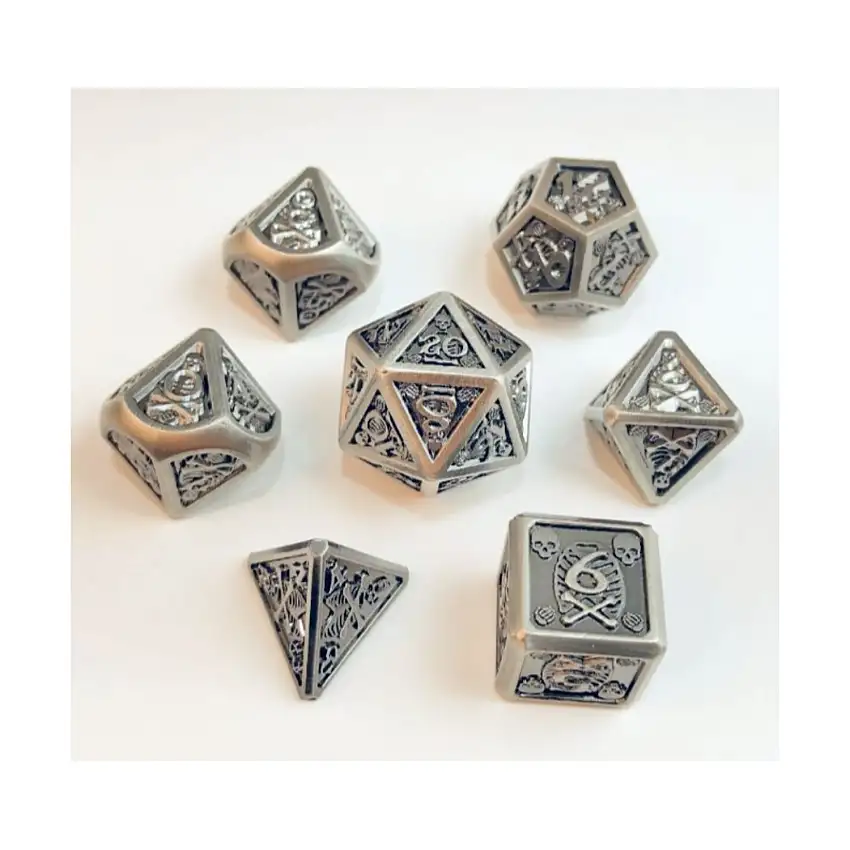 Poly Set Skull & Bones Antique Silver 16mm (7)