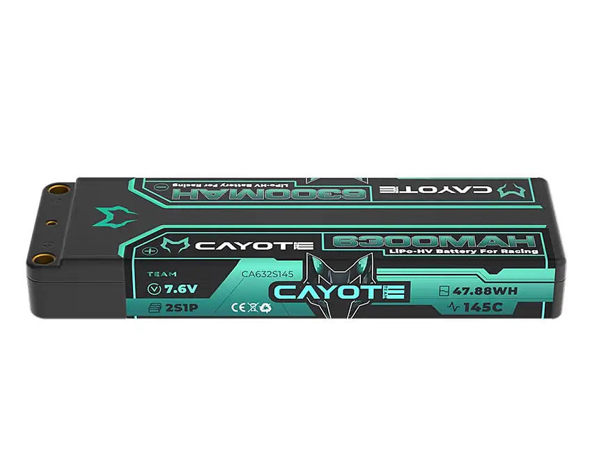 Cayote 2S 145C LCG Stick LiHV Battery (7.6V/6300mAh) w/5mm Bullets