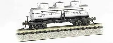 Bachmann 17155 N Scale 3-Dome Tank Car - Ready to Run -- Carbide & Carbon Chemicals Corp. (silver)