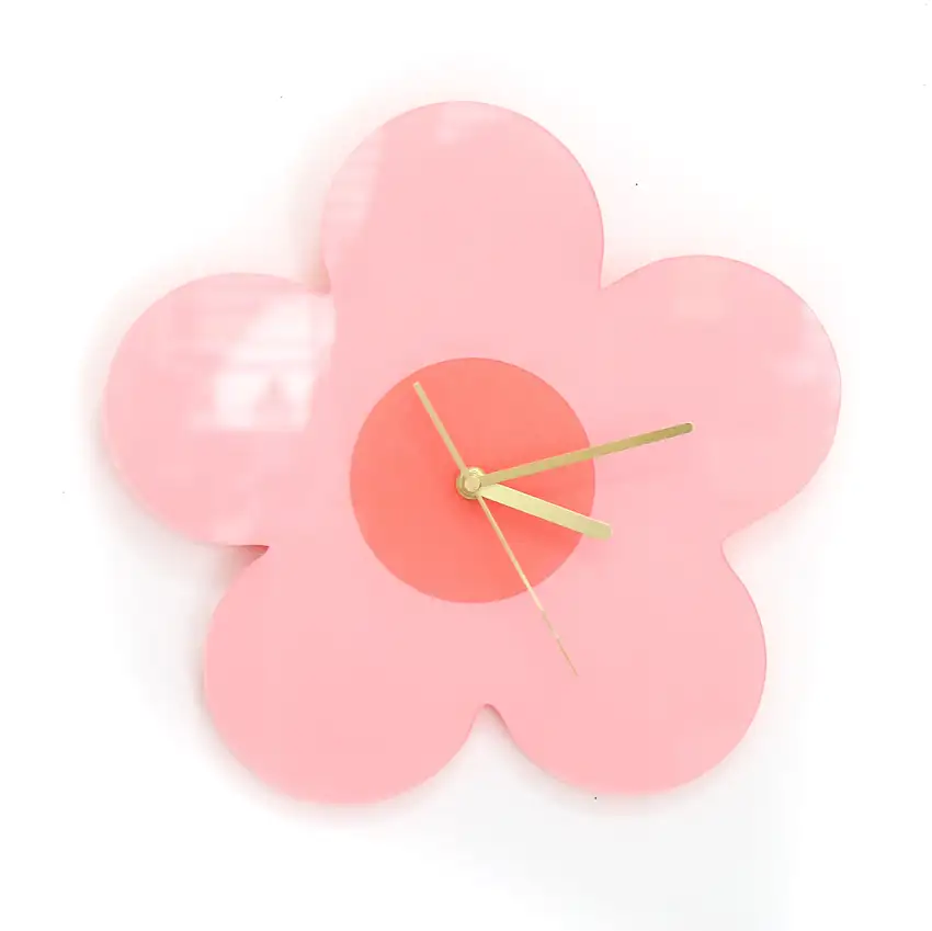 Pink And Coral Daisy Clock