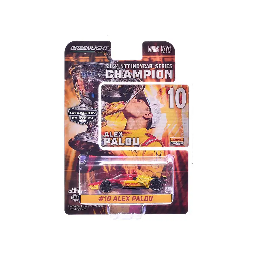 Dallara IndyCar #10 Alex Palou "DHL" Chip Ganassi Racing "NTT IndyCar Series Champion" (2024) 1/64 Diecast Model Car by Greenlight