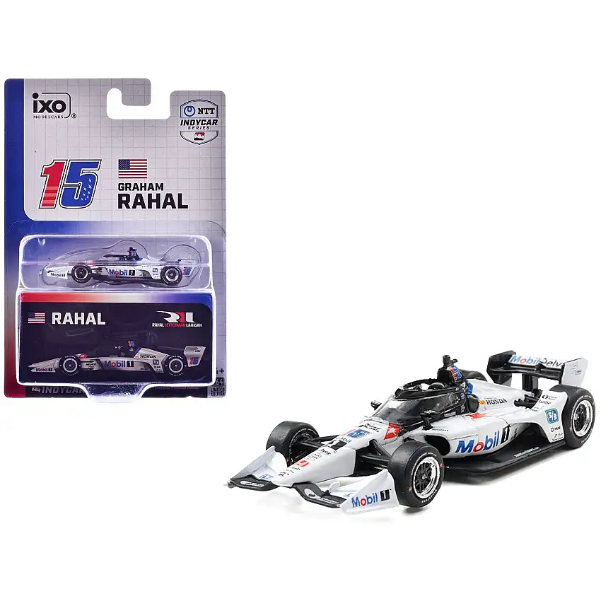 Dallara IndyCar #15 Graham Rahal "Mobil 1" Rahal Letterman Lanigan Racing (Road Course Configuration) "NTT IndyCar Series" (2025) 1/64 Diecast Model Car by IXO Models