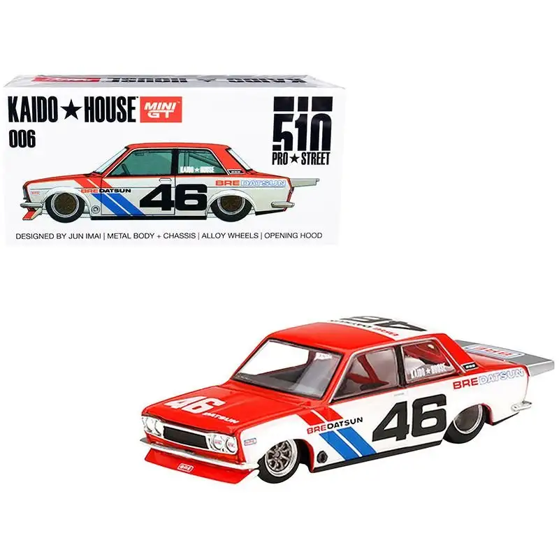 Datsun 510 Pro Street Version 2 #46 "BRE" Red and White (Designed by Jun Imai) "Kaido House" Special 1/64 Diecast Model Car by Mini GT