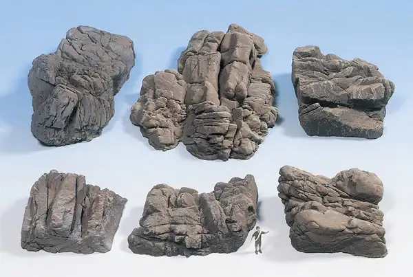 Noch 58452 HO Scale Molded Foam Rock Pieces -- Sandstone pkg(6)