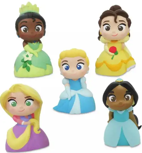 Disney Princess Cinderella, Belle, Jasmine, Tiana & Rapunzel Exclusive 5-Figure Bath Set