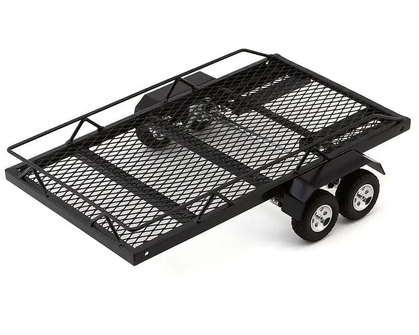 Hobby Details 1/18 Mini Aluminum Dual Axle Scale Trailer (34x19x7cm) (Miniature Scale Accessory)