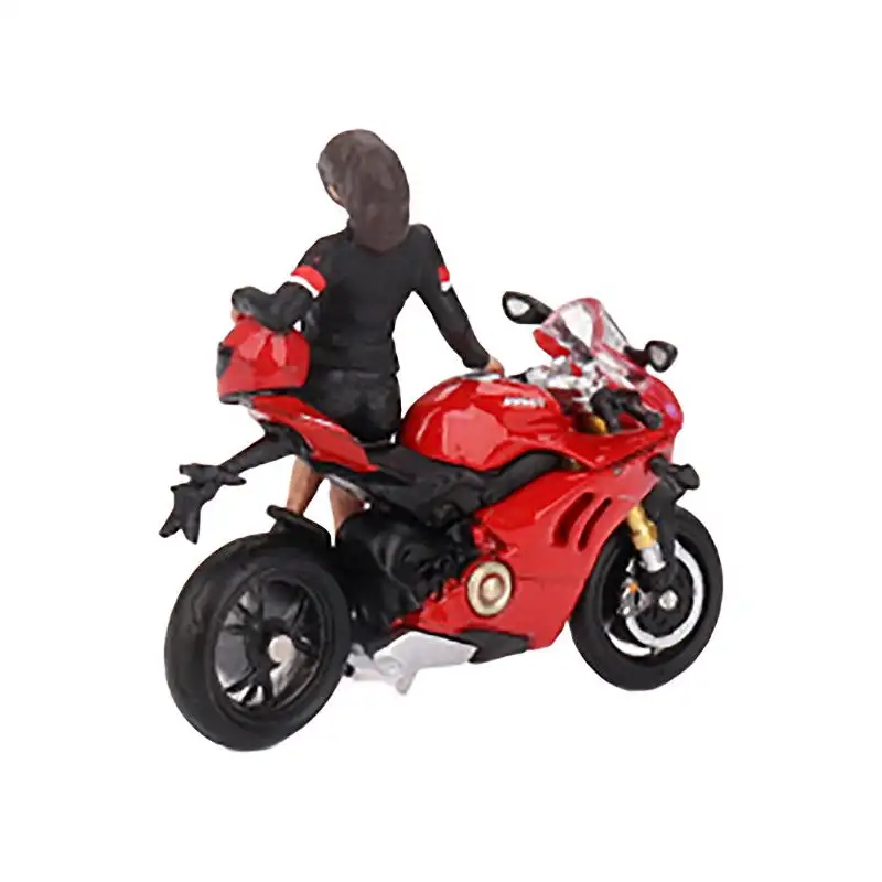 Ducati Panigale V4 S Motorcycle Red with Ducati Girl Figure Limited Edition 1/64 Diecast Model by Mini GT