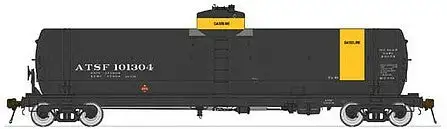 American Limited Models 1844 HO Scale GATC Welded Tank Car - Ready to Run -- Santa Fe 101218 (black, yellow, Gasoline Service)