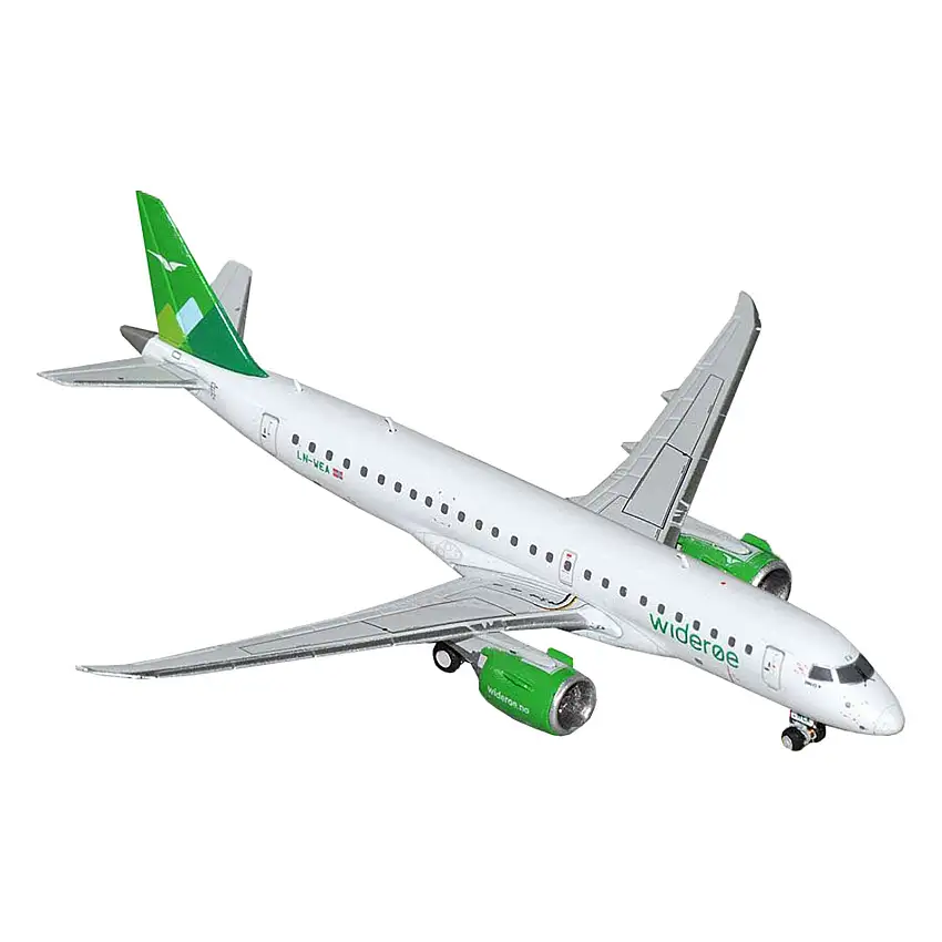 Embraer E190-E2 Commercial Aircraft "Wideroe" (LN-WEA) White with Green Tail 1/400 Diecast Model Airplane by GeminiJets