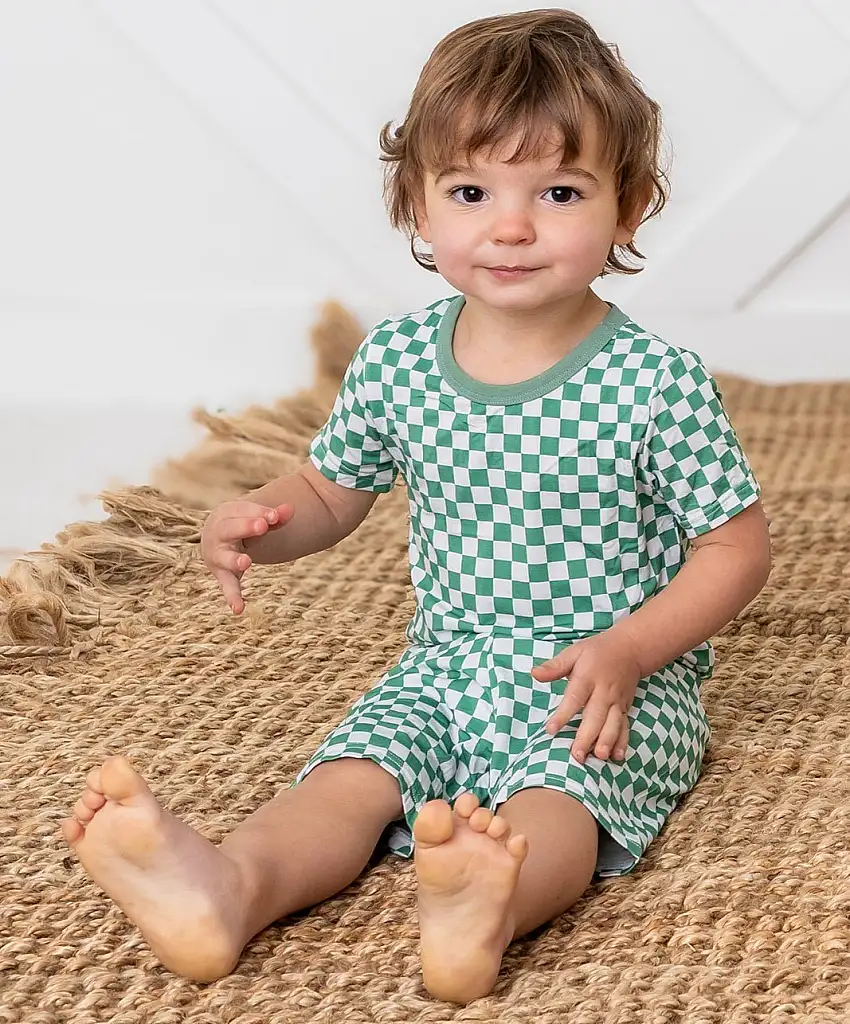 Emerald Checks Shorts Pj Set