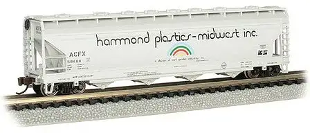 Bachmann 17563 N Scale 56' 4-Bay Center-Flow Hopper - Ready to Run - Silver Series(R) -- Hammond Plastics 58468