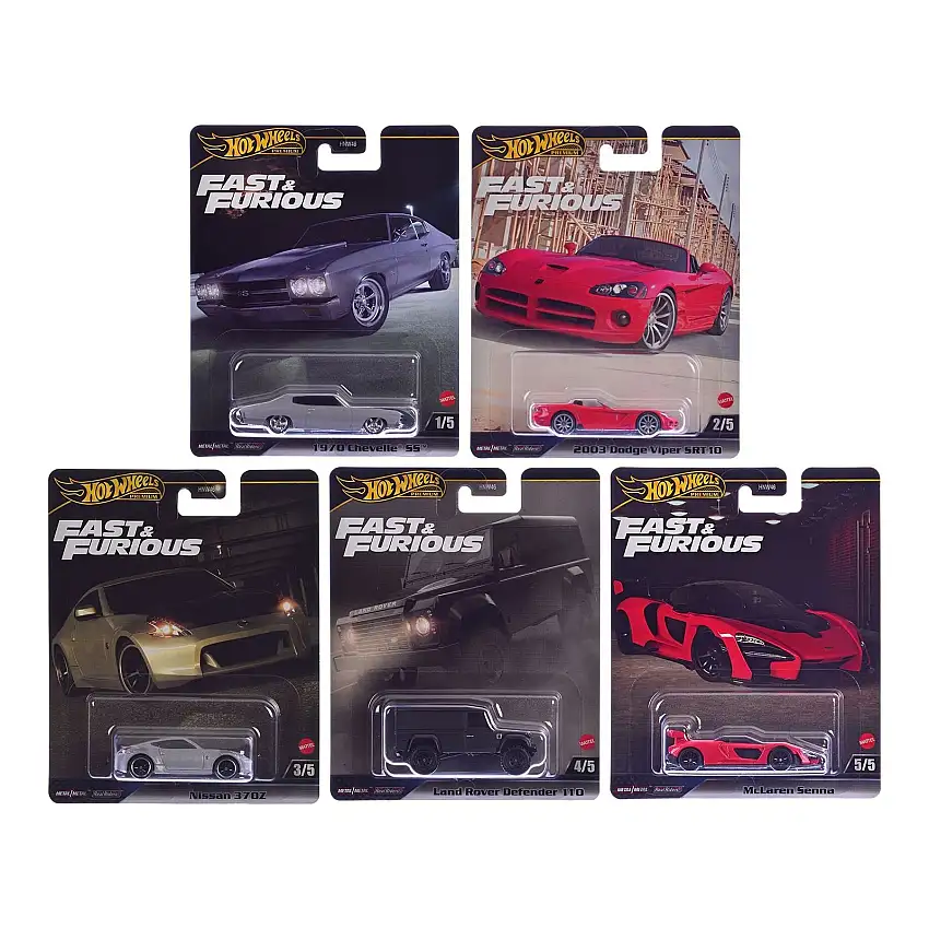 "Fast & Furious" 2024 5 piece Set J Diecast Model Cars by Hot Wheels