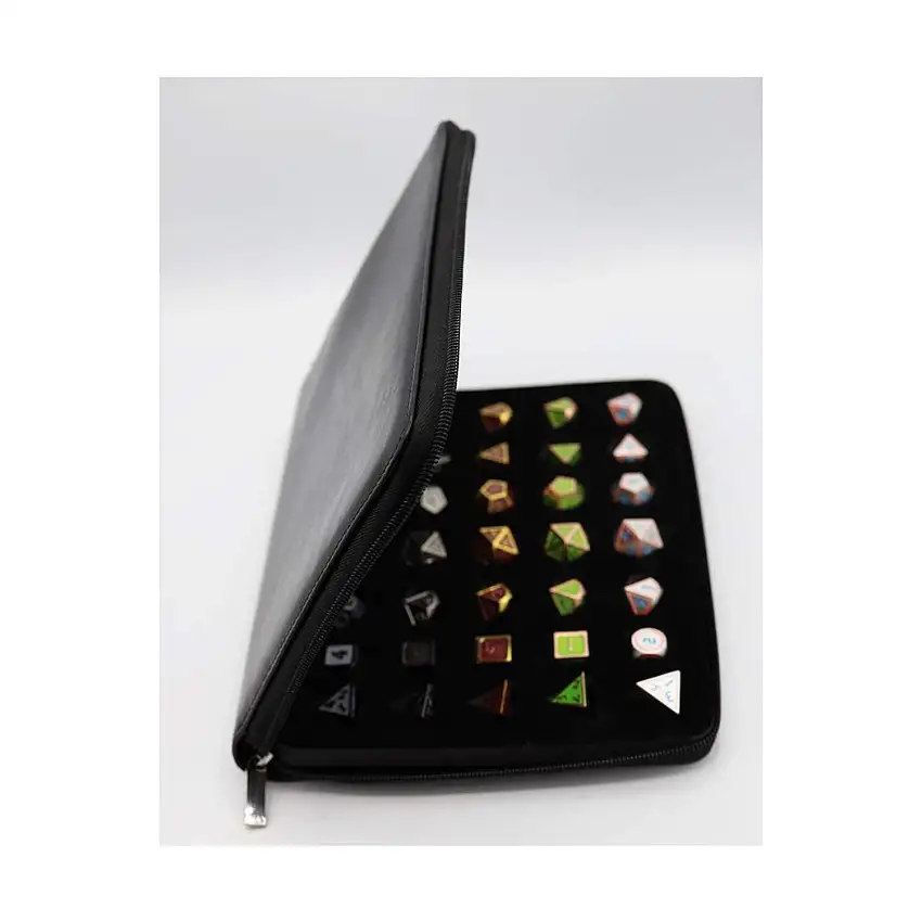 Black Leatherette Folio Dice Case