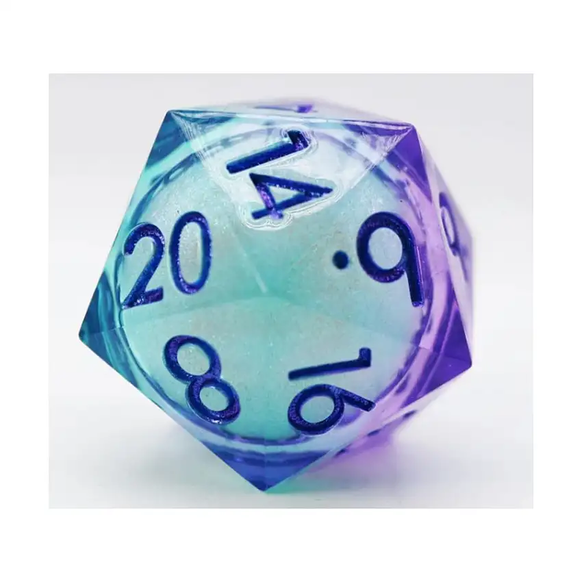 35mm Sharp Edge Liquid Core d20 - Fairy Dust
