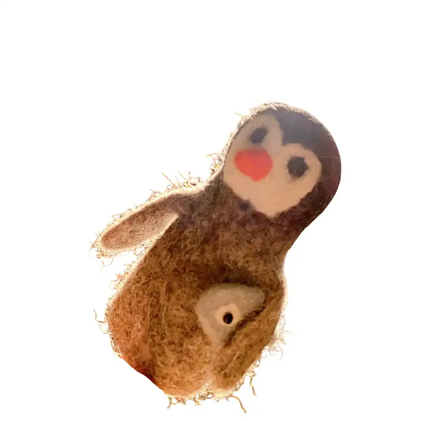 Felt Penguin Carrying A Fish Finger Puppet