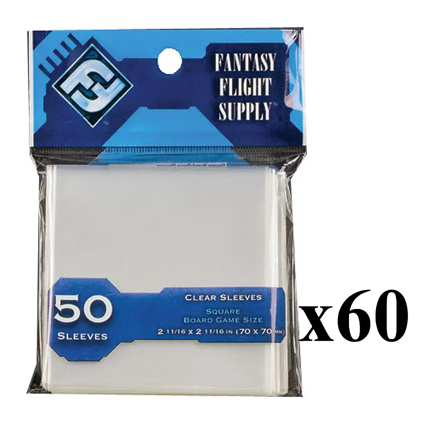 Fantasy Flight Sleeves: Square Board Game Sleeves (70 x 70 mm) CASE (60 Packs)