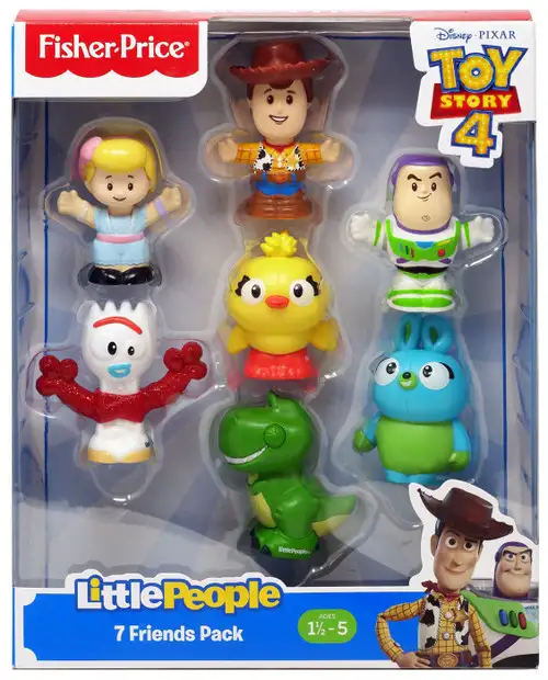 Fisher Price Toy Story 4 Little People Woody, Buzz, Bo Peep, Rex, Ducky, Bunny & Forky Figure 7-Pack [Damaged Package]