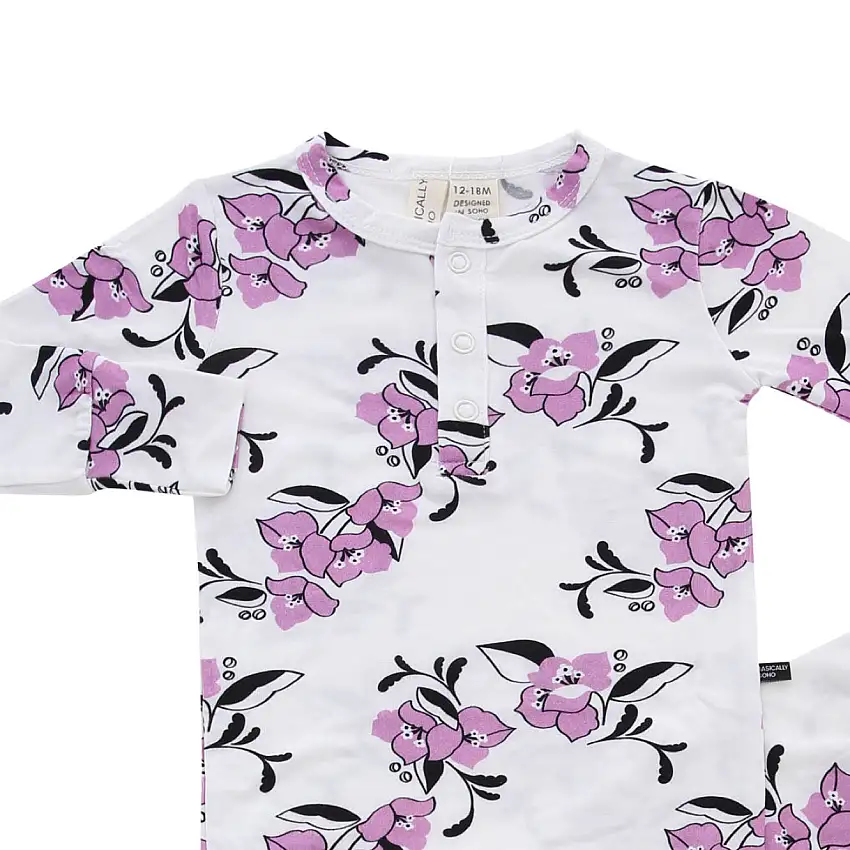 Amalfi Coast Purple Flowers White Two-piece Set