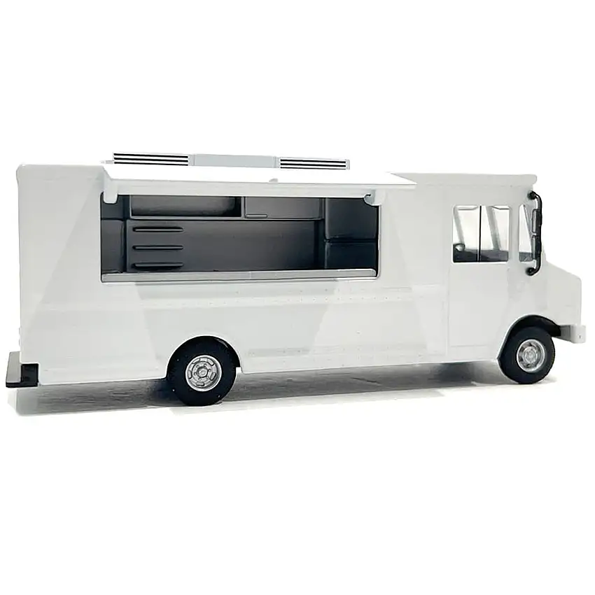 Food Truck Plain White with Graphics 1/64 Diecast Model by American Diorama