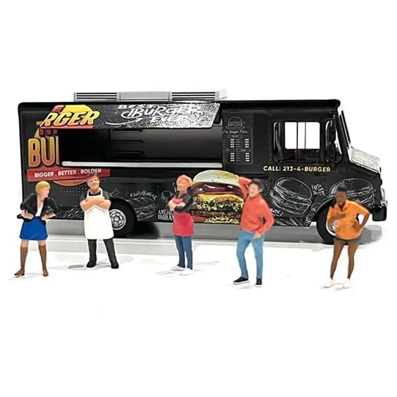 Food Truck "The Burger Truck" Black with Graphics 1/64 Diecast Model by American Diorama