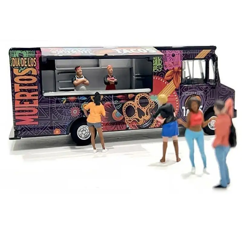 Food Truck "The Taco Truck" Purple with Graphics 1/64 Diecast Model by American Diorama