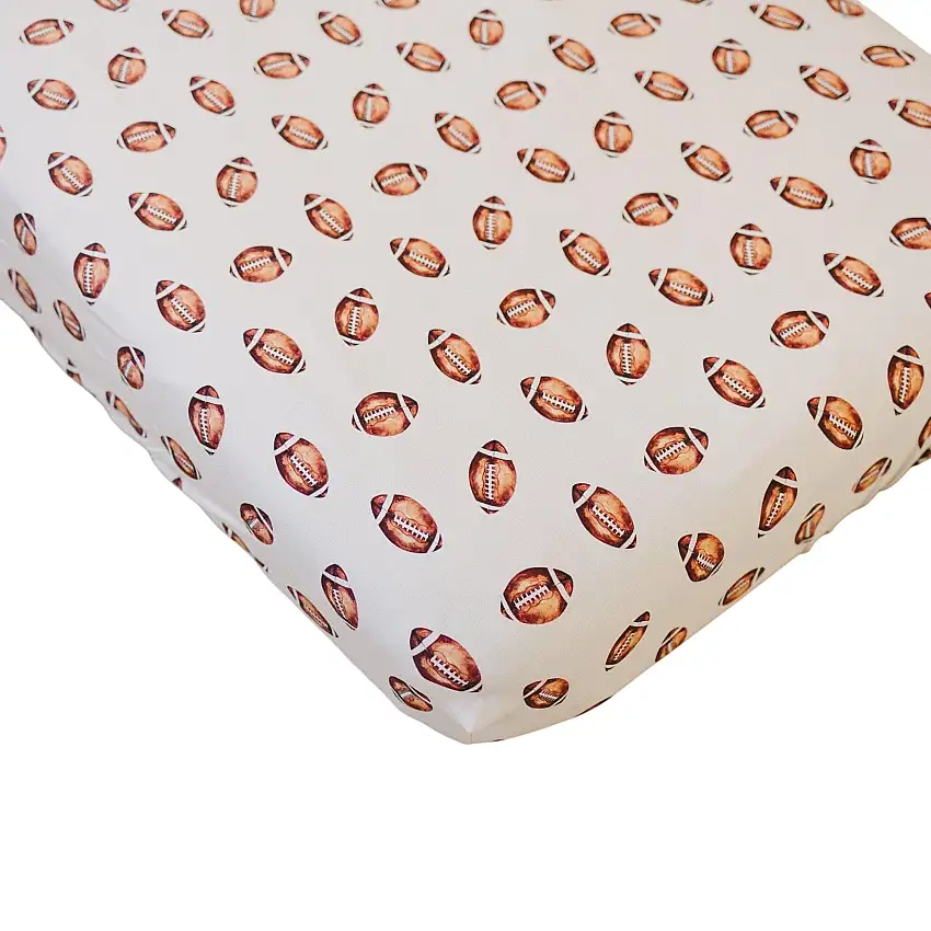 Football Print Bamboo Crib Sheet