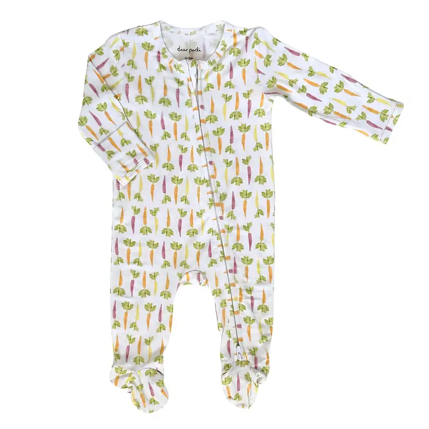 Footie Zippered One Piece In Colorful Carrots