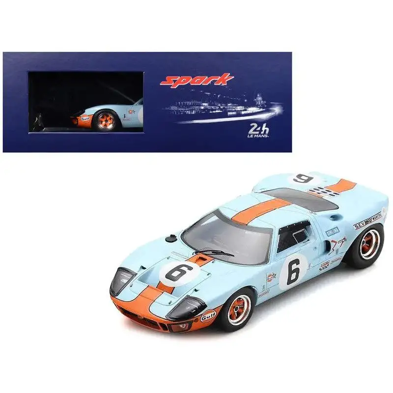 Ford GT40 #6 Jacky Ickx - Jackie Oliver "JW Automotive Engineering" Winner "24 Hours of Le Mans" (1969) with Acrylic Display Case 1/18 Model Car by Spark