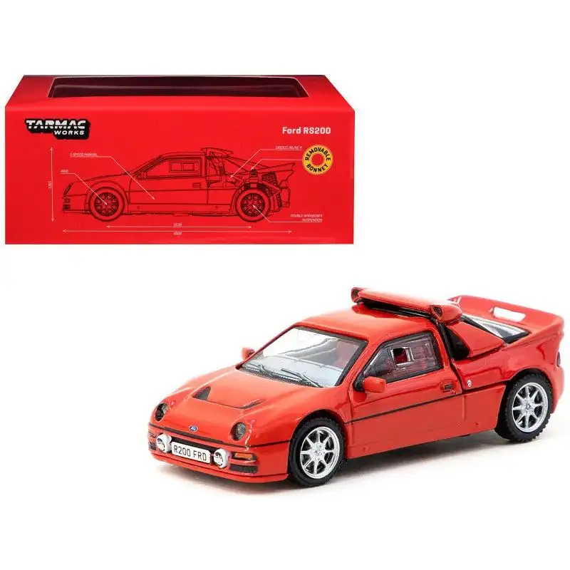 Ford RS200 Red "Hobby64" Series 1/64 Diecast Model Car by Tarmac Works