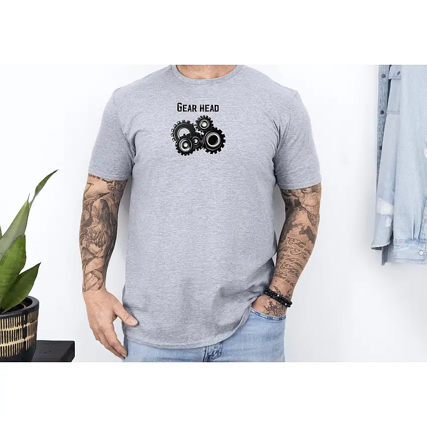 Gear Head Vintage T-Shirt - Text Design + Graphic