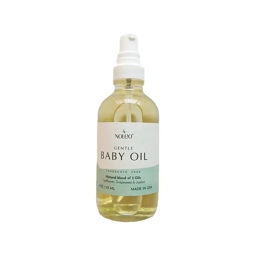 Noleo Gentle Baby Oil – Natural Massage Oil For Babies | Soothes, Relaxes & Nourishes Delicate Skin | 4oz Glass Bottle